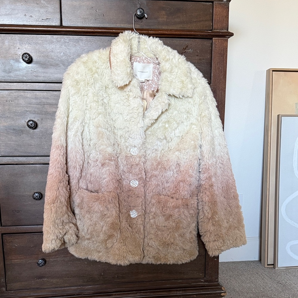 NWT Anthropologie Ombre Faux Fur Jacket-size S